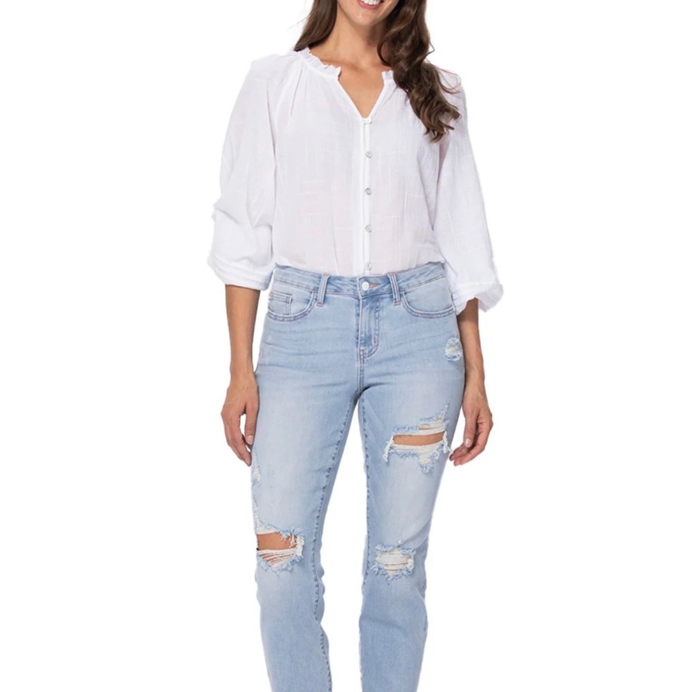 Judy Blue Boyfriend Fit Distressed Light Wash Denim Jeans Women 28